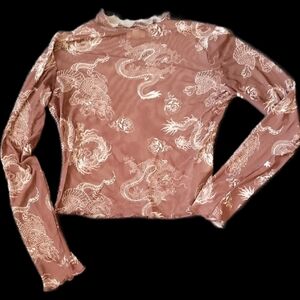 Cream Crop Blouse with Long Sleeves and Mandarin Collar